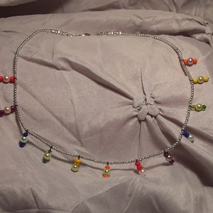 Artisan resin and glass bead necklace
